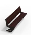 Panchina moderna con spalliera - doghe in listoni legno di pino colore noce scuro o mogano  - Dimensioni cm 170x56x82h