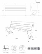 Panchina moderna con spalliera - doghe in listoni legno di pino colore noce scuro o mogano  - Dimensioni cm 170x56x82h