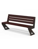 Panchina moderna con spalliera - doghe in listoni legno di pino colore noce scuro o mogano  - Dimensioni cm 170x56x82h