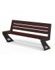 Panchina moderna con spalliera - doghe in listoni legno di pino colore noce scuro o mogano - Dimensioni cm 170x56x82h