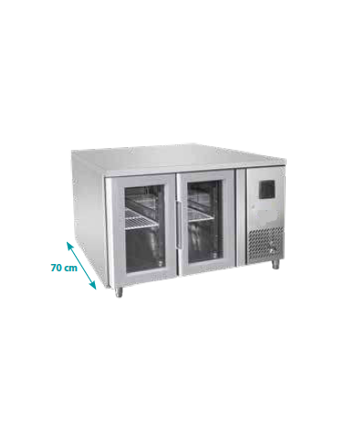 Tavolo Refrigerato  in acciaio Inox - 2 porte - 280 Lt. - temp. -2° +8°C - GN 1/1 - mm 1360×700×850h