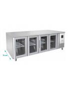 Tavolo Refrigerato 4 porte a vetro - 560 Lt. - temp. -2° +8°C - mm 2230x700x850h