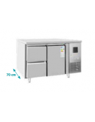 Tavolo refrigerato con 1 anta + 2 cassetti - temp. -2° +8°C  - cm 1360x700x850h