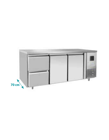 Tavolo refrigerato con 2 anta + 2 cassetti - temp. -2° +8°C - cm 1795x700x850h