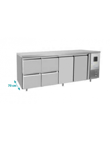 Tavolo refrigerato con 2 ante + 4 cassetti - temp. -2° +8°C - cm 2230x700x850h