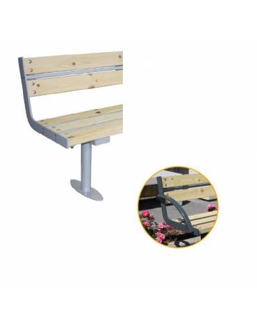 Panchina 1 posto con schienale e braccioli, seduta in legno di pino e struttura acciaio - cm 60x53x80,5h