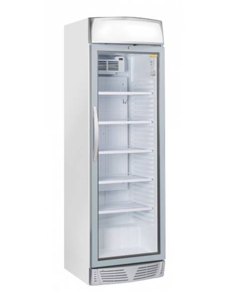 Vetrina espositore bevande verticale con opalina pubblicitaria - Lt. 390 - temperatura +1°/+12°C - cm 59,5x63,5x196h
