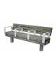 Panchina senza schienale, seduta con listoni in legno di pregio, 2 braccioli e struttura acciaio - cm L180x44,5h