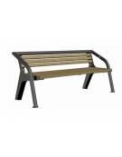 Panchina da esterno con schienale e seduta in legno di pino, struttura in acciaio zincato e verniciato - cm 187x72x79h