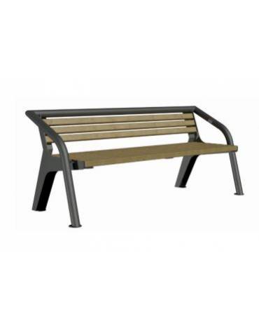 Panchina da esterno con schienale e seduta in legno di pino, struttura in acciaio zincato e verniciato - cm 187x72x79h