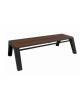 Panchina senza schienale in acciaio con legno di pregio - spigoli arrotondati - cm 169x86,4x45h