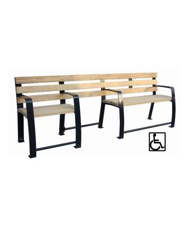 Panchina inclusiva con schienale, seduta in legno di pino e struttura in acciaio zincata e verniciata - cm 210x60,4x81,7h