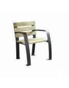 Panchina 1 posto  con schienale, con seduta in legno di pregio e struttura in acciaio zincata - cm 71x60,2x81,7h