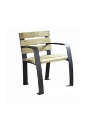 Panchina 1 posto con schienale e seduta in legno di pregio, struttura in acciaio zincata - cm 71x60,4x81,9h