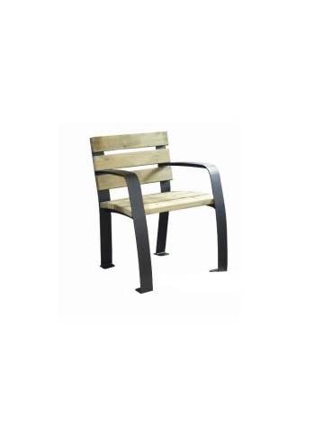 Panchina 1 posto con schienale, con seduta in legno di pino e struttura in acciaio zincata - cm 71x60,2x81,7h