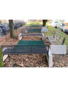 Panchina con seduta e schienale in acciaio zincato -  fianchi in cemento bocciardato - cm 189,7x73,5x80h