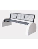 Panchina con seduta e schienale in acciaio zincato -  fianchi in cemento bocciardato - cm 189,7x73,5x80h
