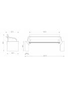 Panchina con schienale, doghe in legno di pregio, struttura in acciaio zincato e verniciato e cemento - cm 207,6x67,2x86,1h