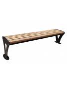 Panchina senza schienale, in acciaio zincato e verniciato, seduta con doghe in legno di pregio. Da tassellare - cm 181,6x50x46,7