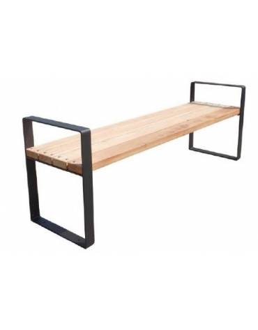 Panchina senza schienale in acciaio e legno con seduta legno di pregio - cm 180x48,6x63h