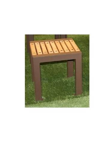Panchina singola con schienale,  struttura in acciaio e seduta con doghe in legno di pregio- cm 60x58x85,4h