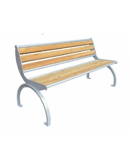 Panchina con seduta e schienale con doghe in legno di pregio, struttura in acciaio zincato e verniciato - cm 169,5x63,8x83h