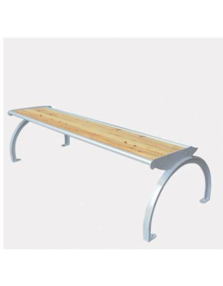 Panchina senza schienale, seduta con doghe in legno di pregio, struttura in acciaio zincato e verniciato - cm 169,5x48,5x46h