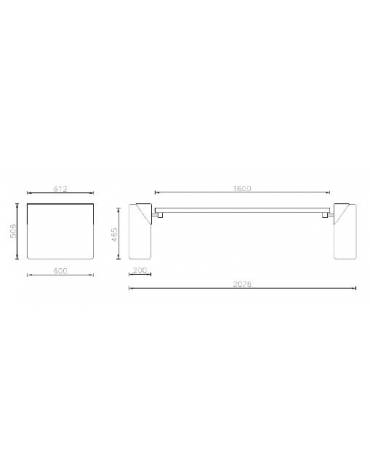 Panchina senza schienale, doghe in legno di pregio, struttura in acciaio zincato verniciato e cemento-cm 207,6x61,2x55,6h