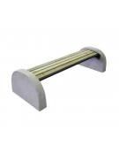 Panchina senza schienale, doghe in legno di pregio, struttura in acciaio zincato, verniciato e cemento - cm190,7x73,5x46,5h