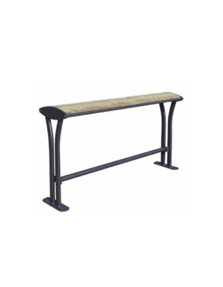 Panchina ischiatica di design, senza schienale, in acciaio e legno di pregio - Lunghezza cm 165