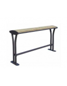 Panchina ischiatica di design, senza schienale, in acciaio e legno di pino - Lunghezza cm 161,5