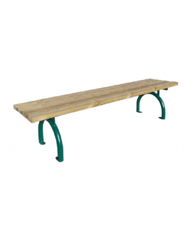 Panchina senza schienale, in acciaio zincato e verniciato, seduta con doghe in legno di pregio - cm 200x49,8x47,4h