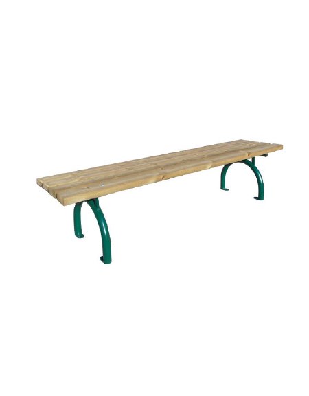 Panchina senza schienale, in acciaio zincato e verniciato, seduta con doghe in legno di pregio - cm 200x49,8x47,9h