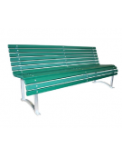 Panchina con schienale, struttura in acciaio e seduta in doghe di legno d pino - cm 190x66,8x81,3h