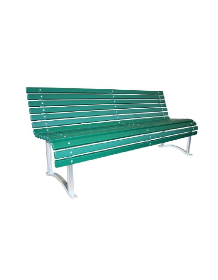 Panchina con schienale, struttura in acciaio e seduta in doghe di legno d pino - cm 190x66,8x81,3h