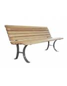 Panchina con schienale, in acciaio zincato e verniciato, con doghe in legno di pregio - cm 180x68,3x85,5h