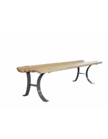 Panchina senza schienale, in acciaio zincato e verniciato, con doghe in legno di pregio - cm 180x68,8x45,4h