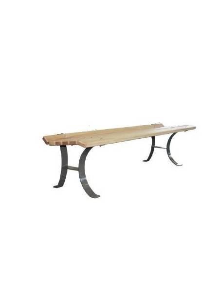 Panchina senza schienale, in acciaio zincato e verniciato, con doghe in legno di pregio - cm 180x68,8x45,4h