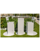 Set composto da tavolo + 2 panchine piane alte, seduta in legno di pregio, struttura in acciaio - Lunghezza cm 50