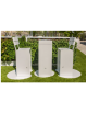 Set composto da tavolo + 2 panchine piane alti, seduta in legno di pregio, struttura in acciaio - Lunghezza cm 50