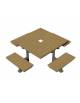 Set composto da un tavolo quadrato e quattro panchine piane in acciaio con legno di pino - cm 237x237x80h