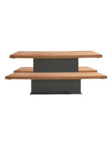 Set composto da un tavolo e due panchine piane in acciaio zincato e verniciato con legno di pino - Lunghezza cm 230