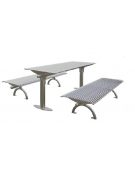 Set composto da tavolo con lamiera + 2 panchine senza schienale, struttura in acciaio zincato e verniciato - cm 197x80h