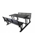 Set composto da tavolo + 2 panchine con schienale, struttura in acciaio zincato e verniciato - cm 161,5x84,8h