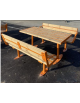 Set composto da tavolo accessibile + 2 panchine con schienale,in acciaio e doghe in legno di pino - cm 150x182x80,5h