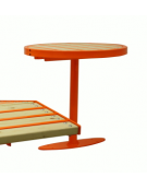 Set composto da tavolo tondo Ø cm 110 + 2 sedie cm 60 con schienale,struttura in acciaio e doghe in legno di pregio