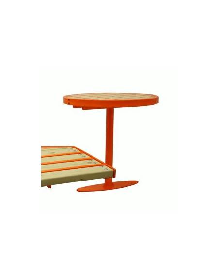 Set composto da tavolo tondo Ø cm 75 + 2 sedie cm 60 senza schienale,in acciaio e doghe in legno di pino