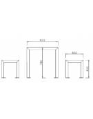 Set composto da tavolo + 2 panchine senza schienale, struttura acciaio ,seduta e piano in legno di pregio - Lunghezza cm 180