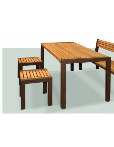 Set composto da tavolo + 4 sedie senza schienale, struttura acciaio ,seduta e piano in legno di pino - cm 180x78h