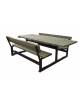 Set composto da tavolo accessibile per carrozzina + 2 panchine con schienale, in acciaio e legno di pregio - cm 245x196,8x88,4h